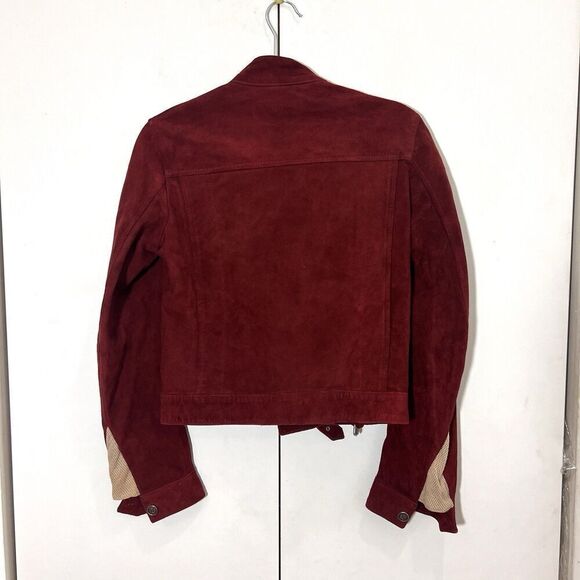 Belstaff The Aviator Suede Jacket Womens Genuine Leather Burgundy Mesh Detail 42 - Picture 3 of 12